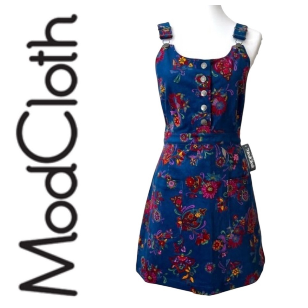 Modcloth Floral Corduroy Jumper Overalls RARE Boho Y2K Dress Cottage Size 1X